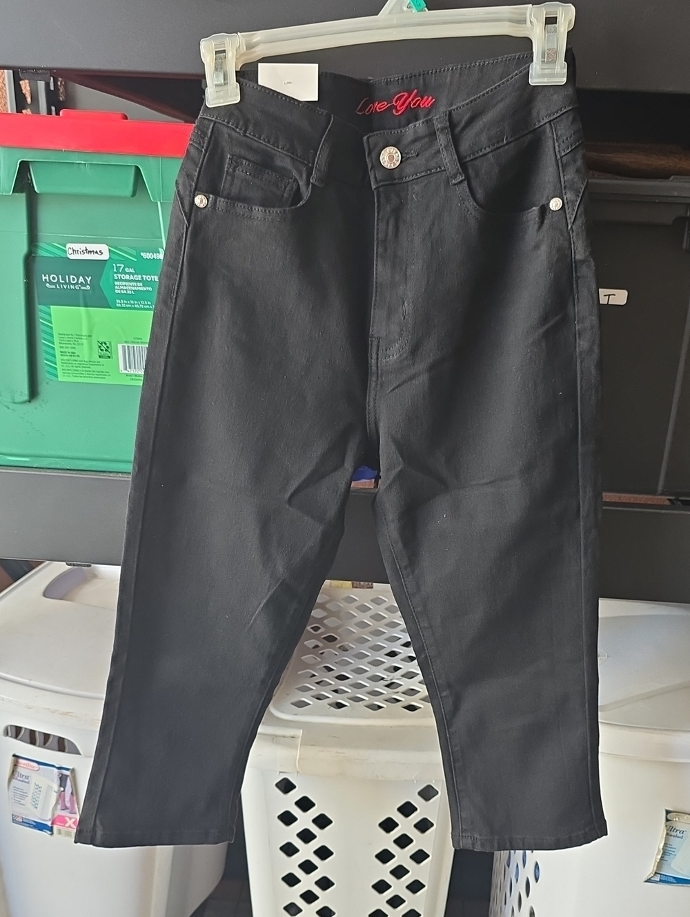 Black 'Love You' High-Rise Jeans
